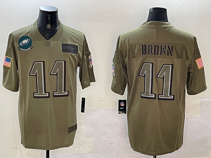 Men Philadelphia Eagles 11 Brown green 2025 Nike NFL jersey style 02